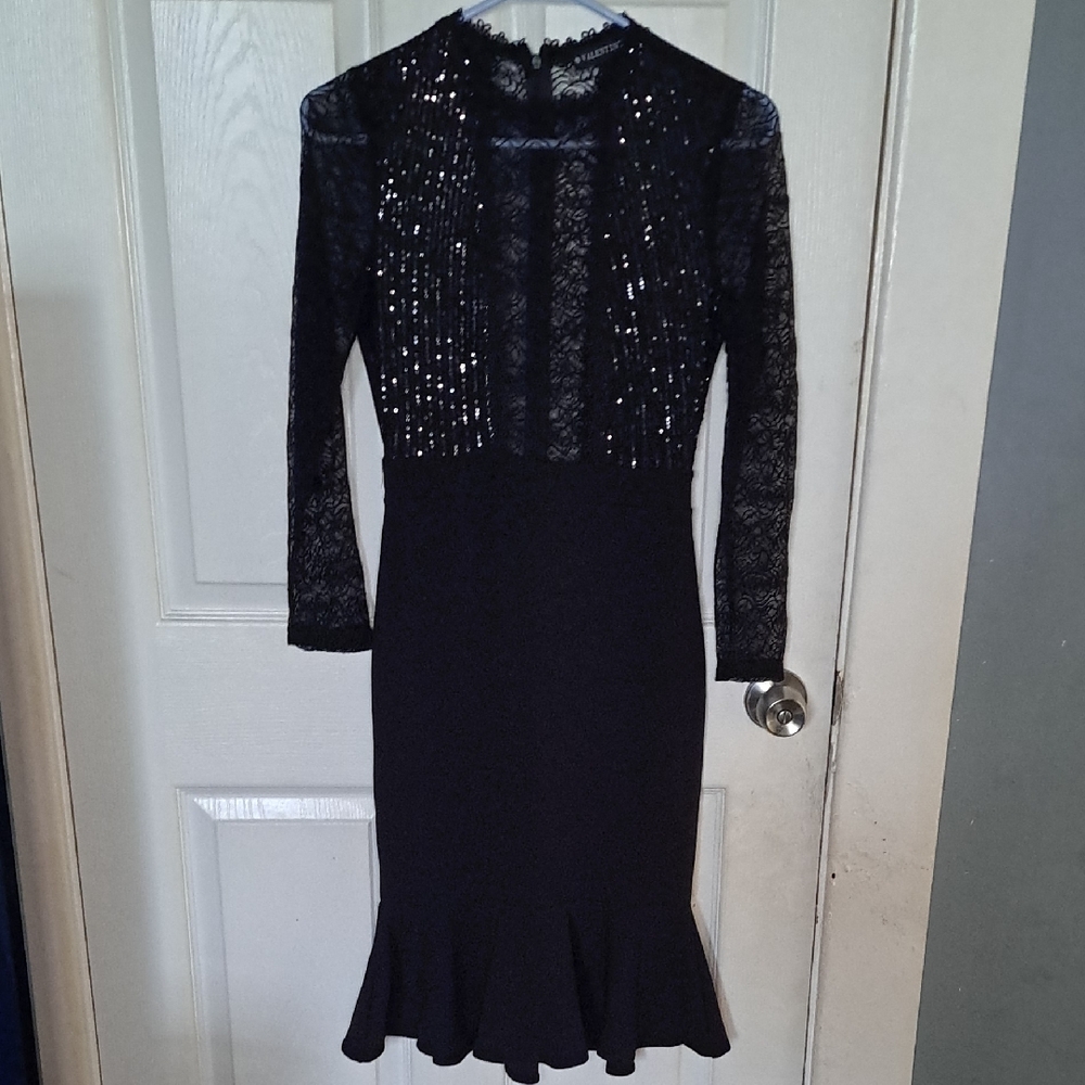 Black Lace & Sequin Sheath Dress